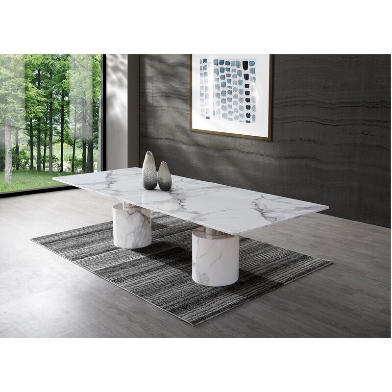 Safeya Marble Dining Table Black Black/Chrome 30